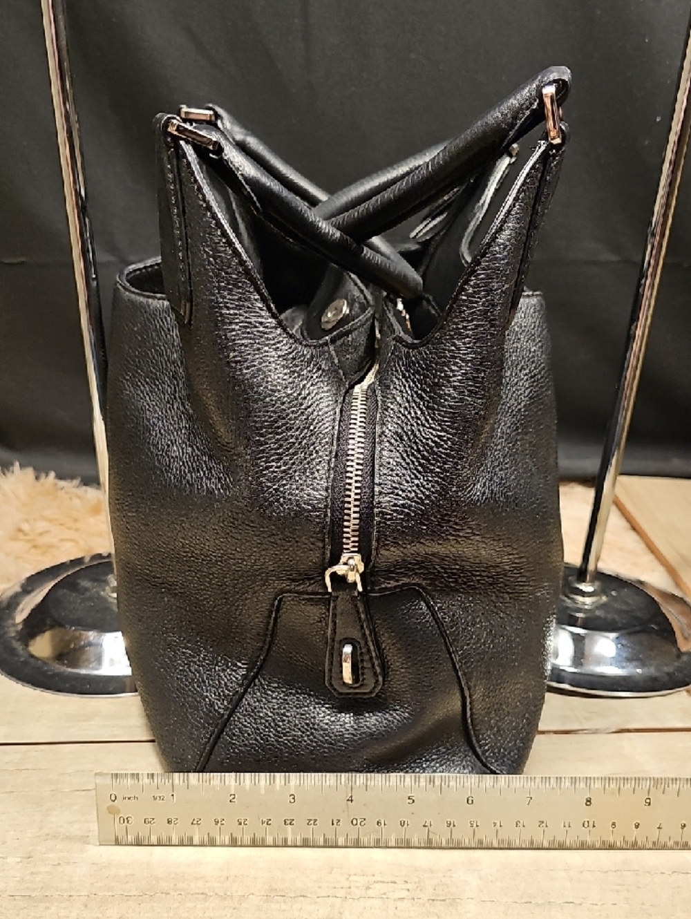 Michael Kors Black Leather Double-Handle Shoulder Bag - Picture 10 of 15